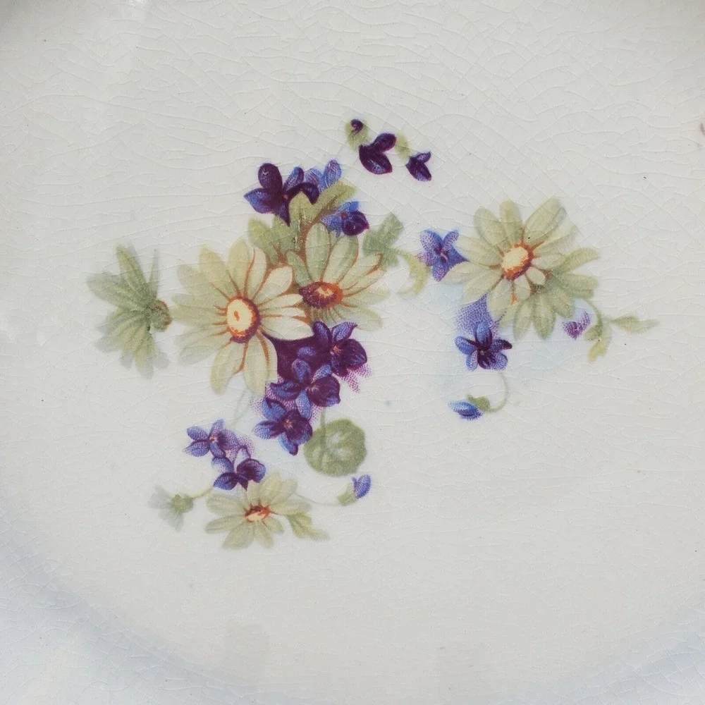 Vintage Antique Imperial China  S.V.O.C.  Co Soup Bowl‎ RARE Blue Gold Floral.